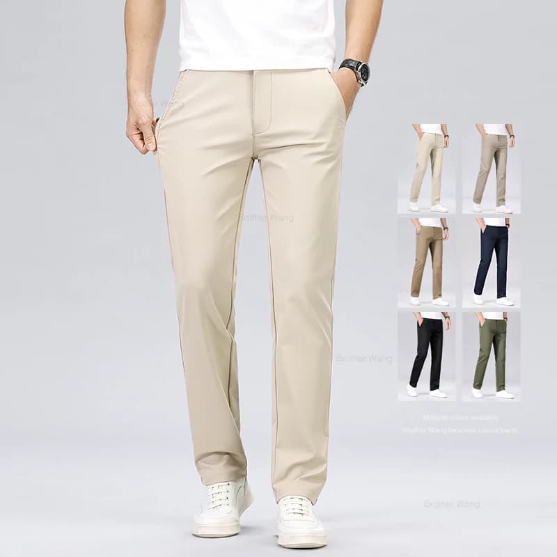 Pantalon classique homme couleur armée - Tenue décontractée pêche affaires anti-froissage
