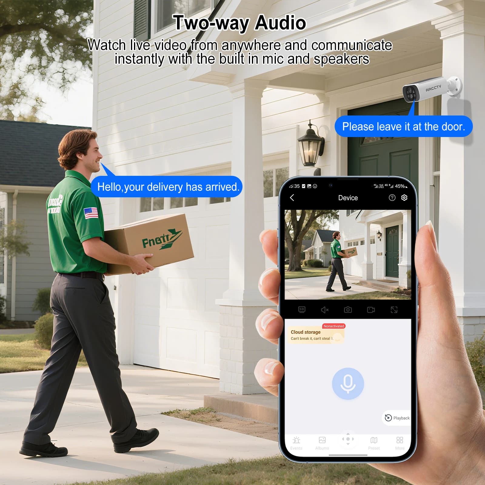 Caméra solaire wifi extérieure ARCCTV 2K détection humaine vision nocturne HD talkie-walkie