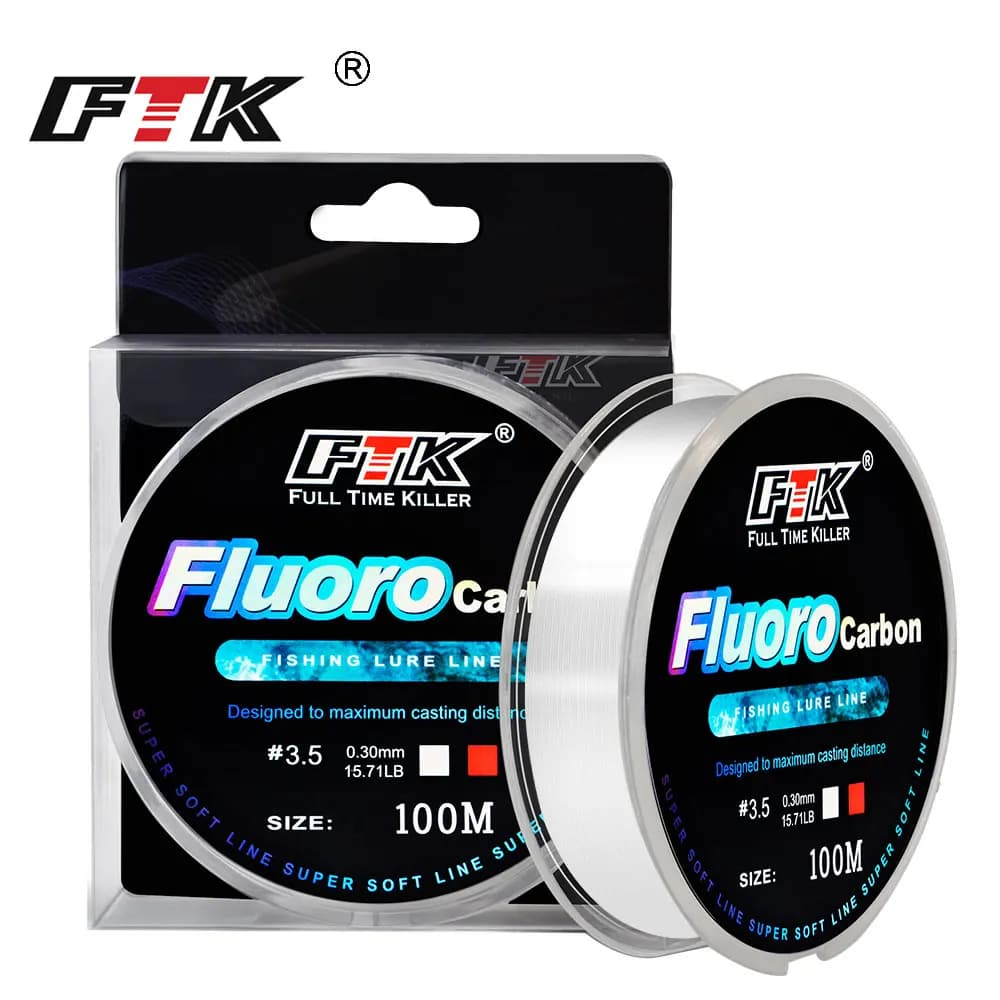 Ligne FTK fluorocarbone coating 100M 4.13LB-34.32LB pour pêche à la carpe et poissons blancs