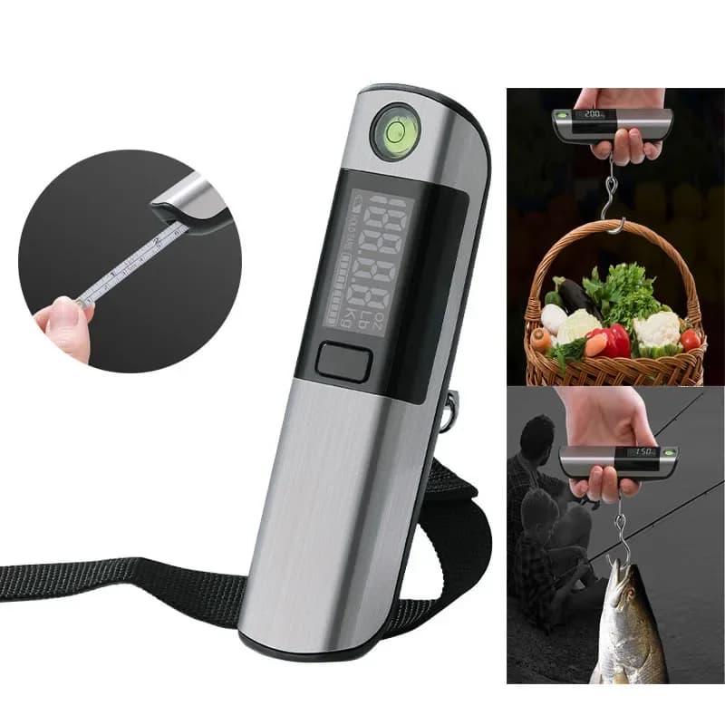 Pèse-bagages numérique LCD portable avec mètre ruban - Balance voyage multifonction pour équipement pêche