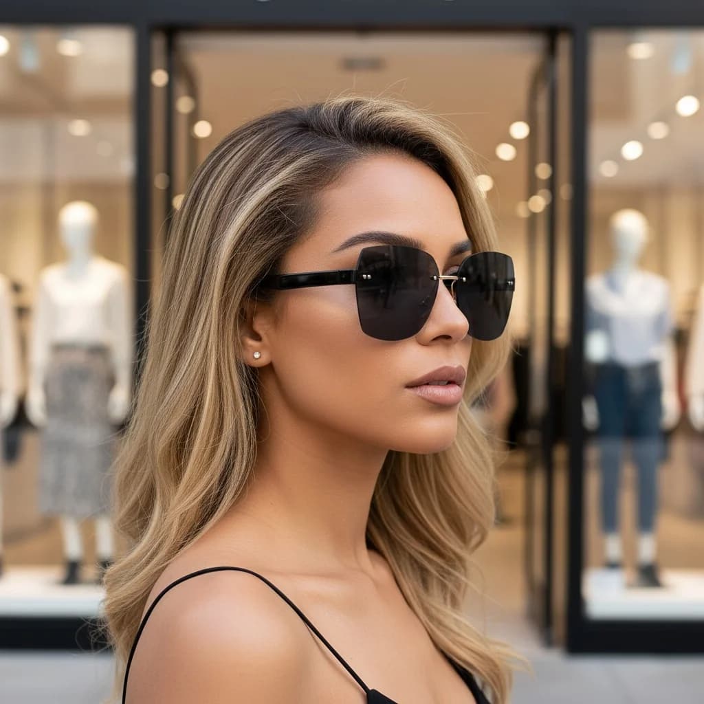 Lunettes frameless polygone irrégulier coréen conduite protection solaire femmes pêche 9225