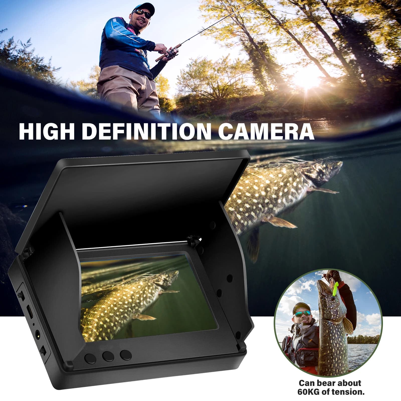 Caméra sous-marine pêche 4.3 pouces IPS vision nocturne IR LED grand angle IP68 pour rivière bateau