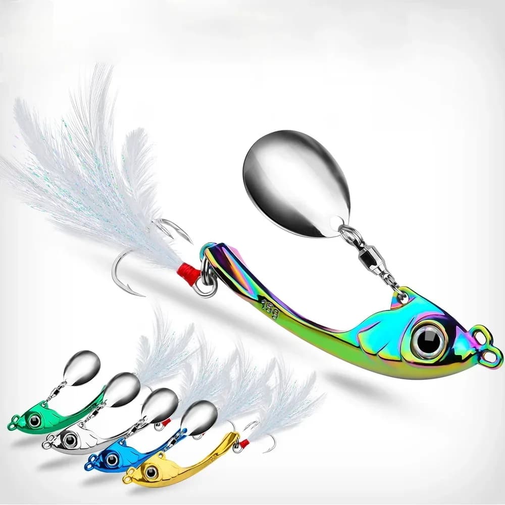 Leurre spinner métal vibrant 7g 10g 15g pour brochet perche, cuillère tournante pêche leurre dur coulant avec paillettes