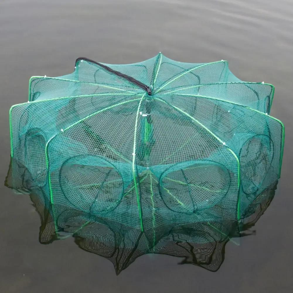 Filet de pêche pliable et durable avec 6 à 10 trous - Cage maille nylon verte