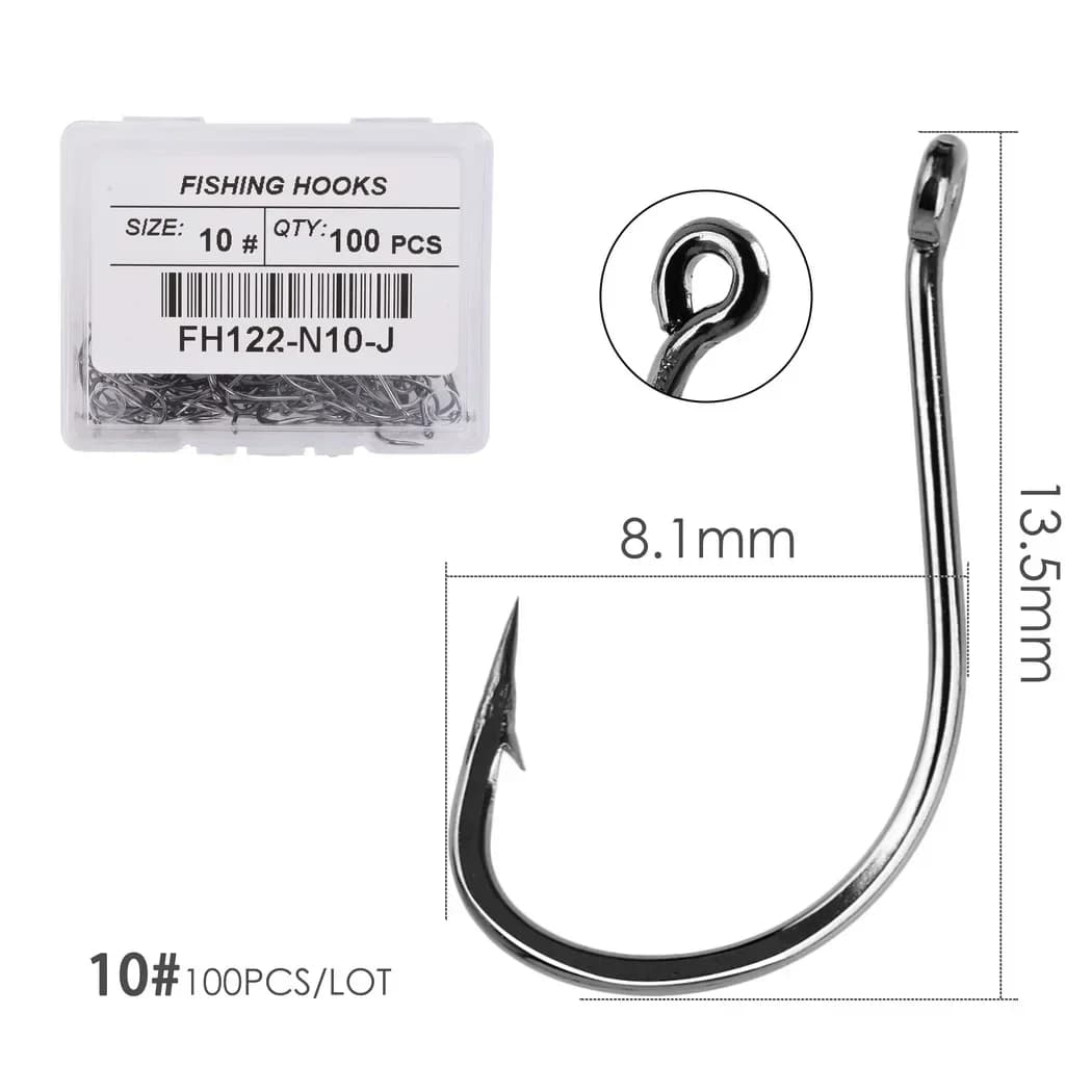 Hameçons de pêche Izu Japon boîte 100 pièces acier haute teneur en carbone pour vers et
