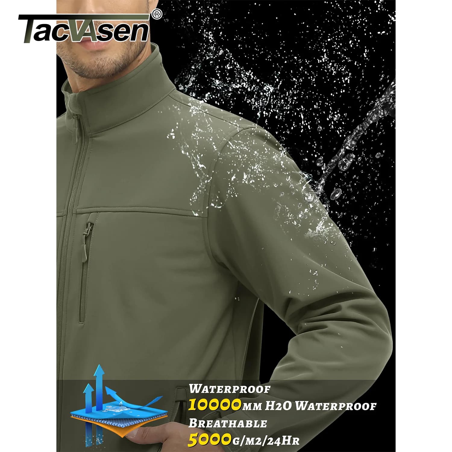 Veste travail homme imperméable doublure polaire hiver poches zippées pêche