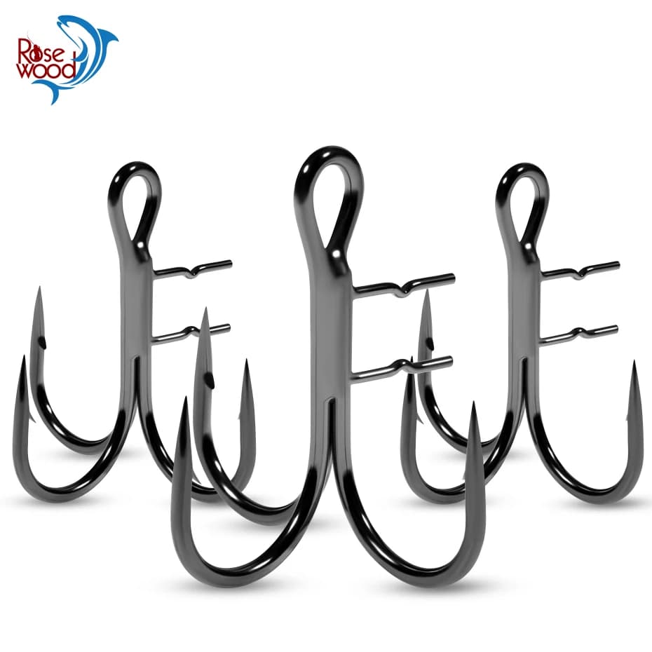 Hameçon triple extra tranchant pour leurres souples shad, tailles 4 à 1/0, avec porte-hameçon - pêche aux leurres