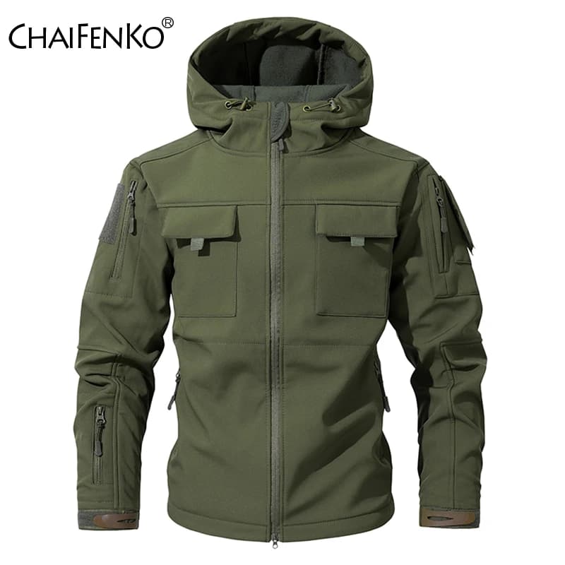 Veste softshell peau de requin tactique homme - Veste à capuche imperméable pêche automne