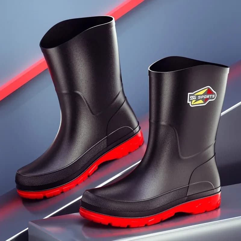 Bottes de pêche homme 25cm noires imperméables antidérapantes grandes tailles PVC écologique