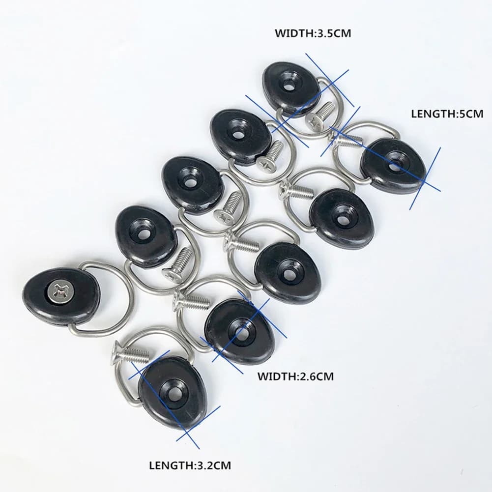 12 anneaux D fixation kayak - Rond oval pour canoë raft, accessoire fixation pêche sécurisée