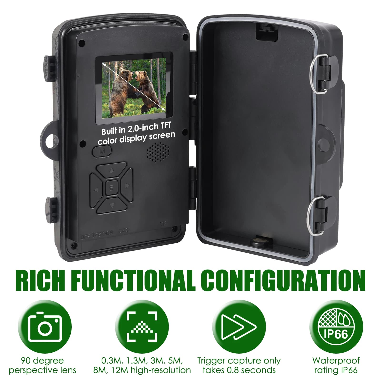 Mini caméra de chasse infrarouge IP66 étanche avec suivi de mouvement - Piège photo compact