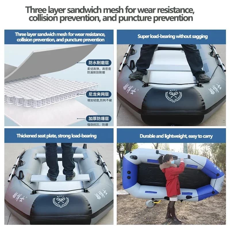 Radeau gonflable pêche 1.75-3.6m rivière lac - Canoë kayak sport avec plancher air résistant