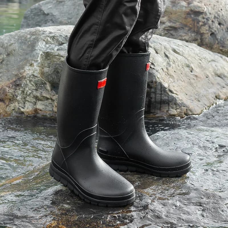 Bottes de pluie militaire homme lacets vertes antidérapantes pour pêche style coréen