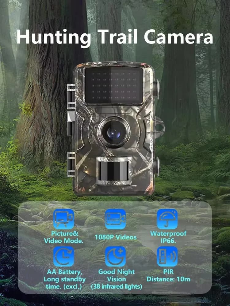Caméra trail de chasse 1080P avec vision IR nocturne et détection de mouvement pour reconnaissance animalière