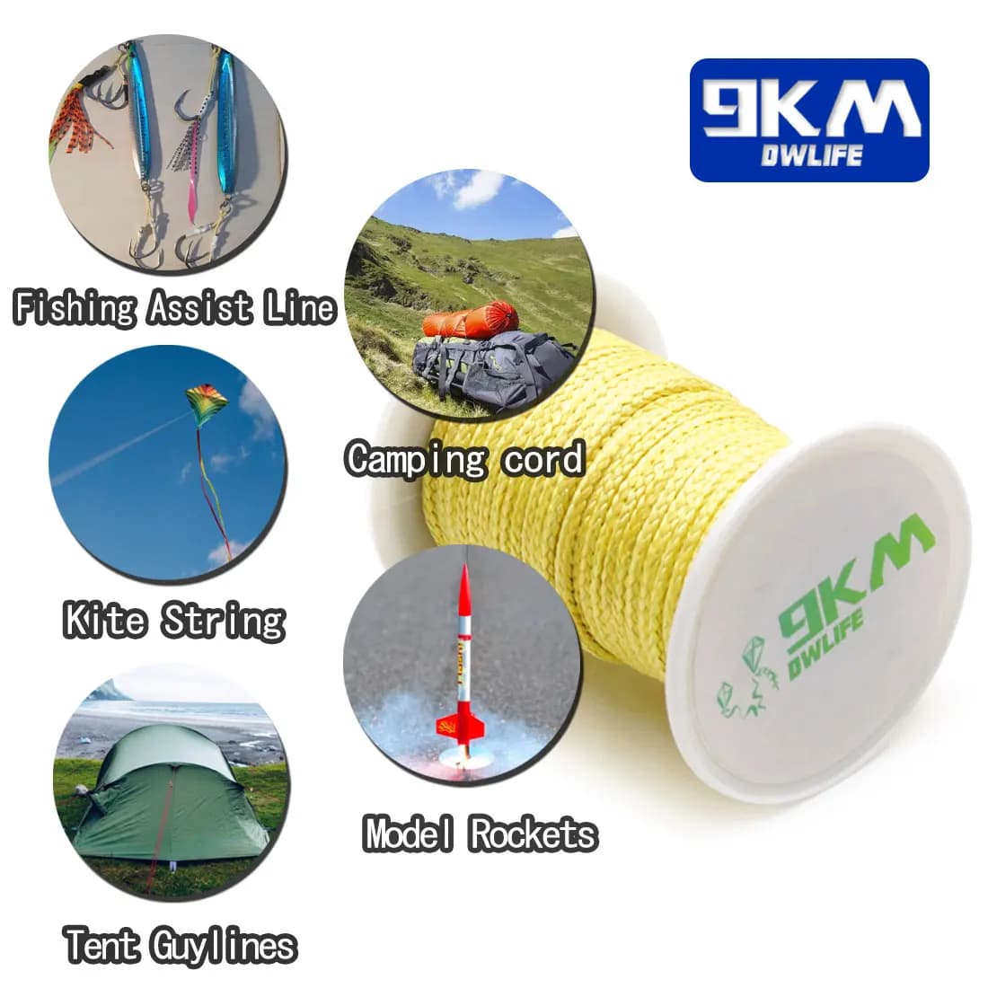 Fil de pêche Kevlar 100 à 1500lb résistant à l'abrasion pour kite et survie outdoor 0.8 à 3.5mm