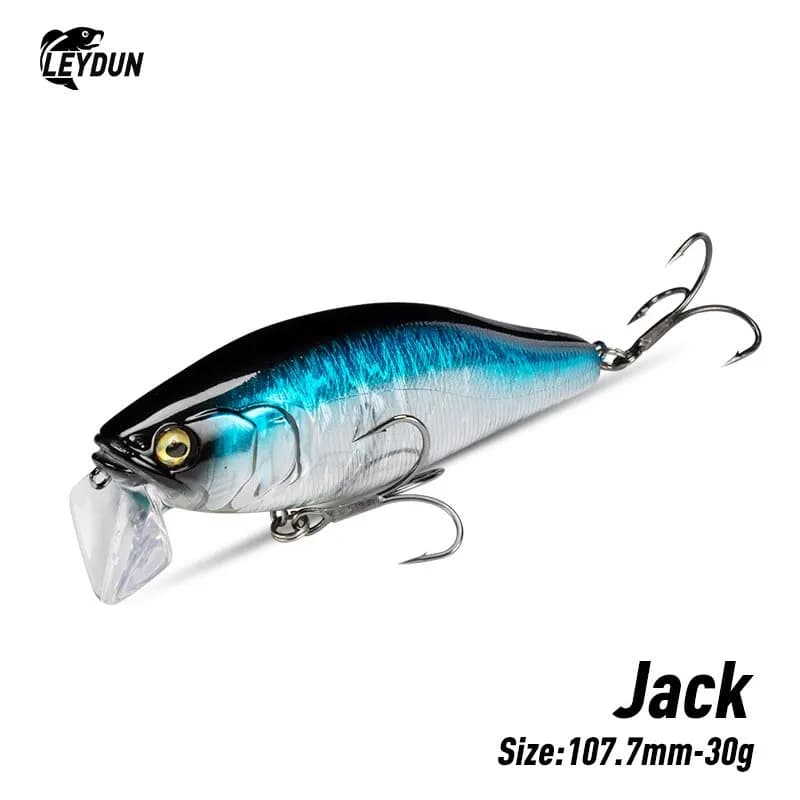 Leurre dur flottant I-JACK Minnow 10,8cm 30g avec système bruiteur pour brochet et perche