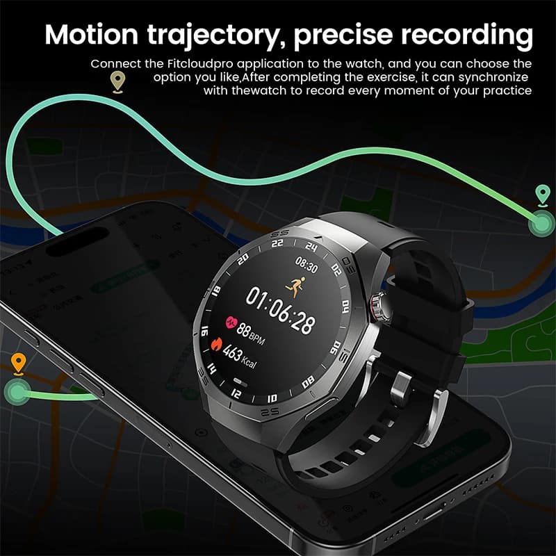 Smartwatch 2025 AMOLED avec GPS et suivi de trajectoire pour Android iOS - Montre étanche appels
