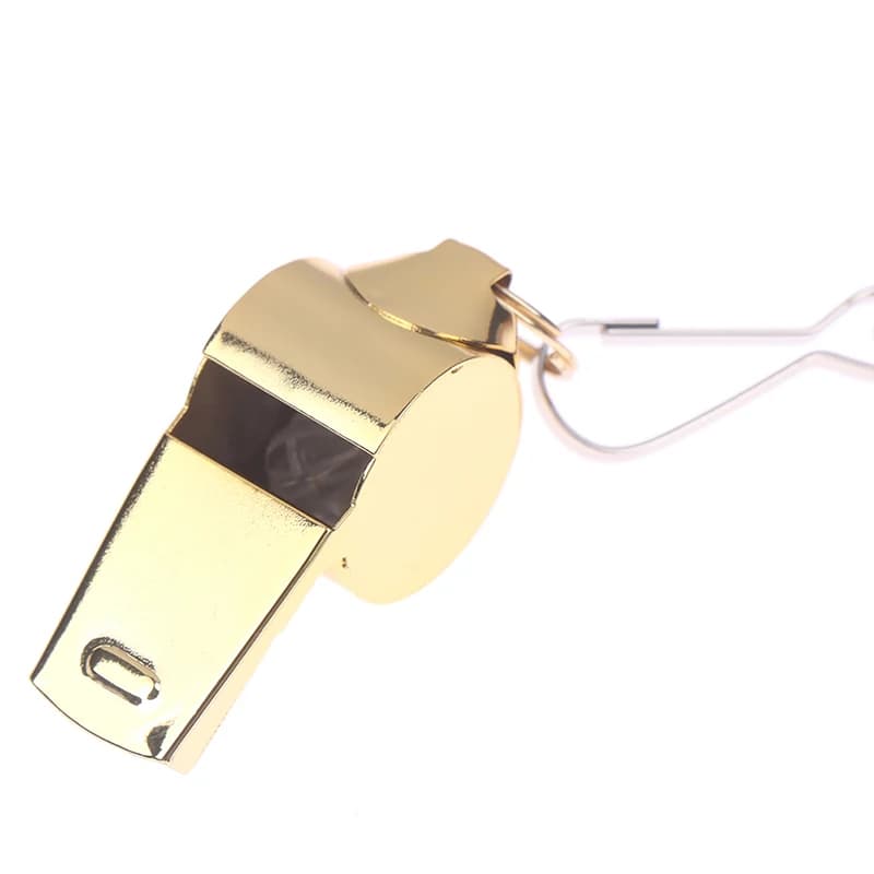 Sifflet de survie en acier inoxydable doré avec cordon pour pêche et activités outdoor - Accessoire sécurité