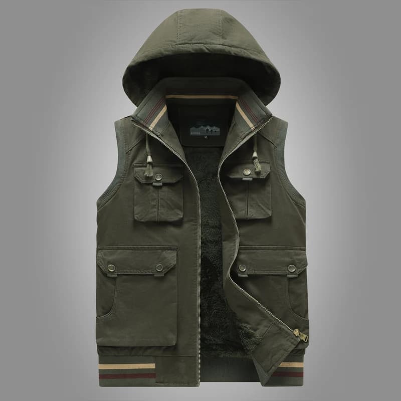 Gilet homme chaud en laine de mouton - Veste sans manches épaisse pour pêche hivernale et outdoor