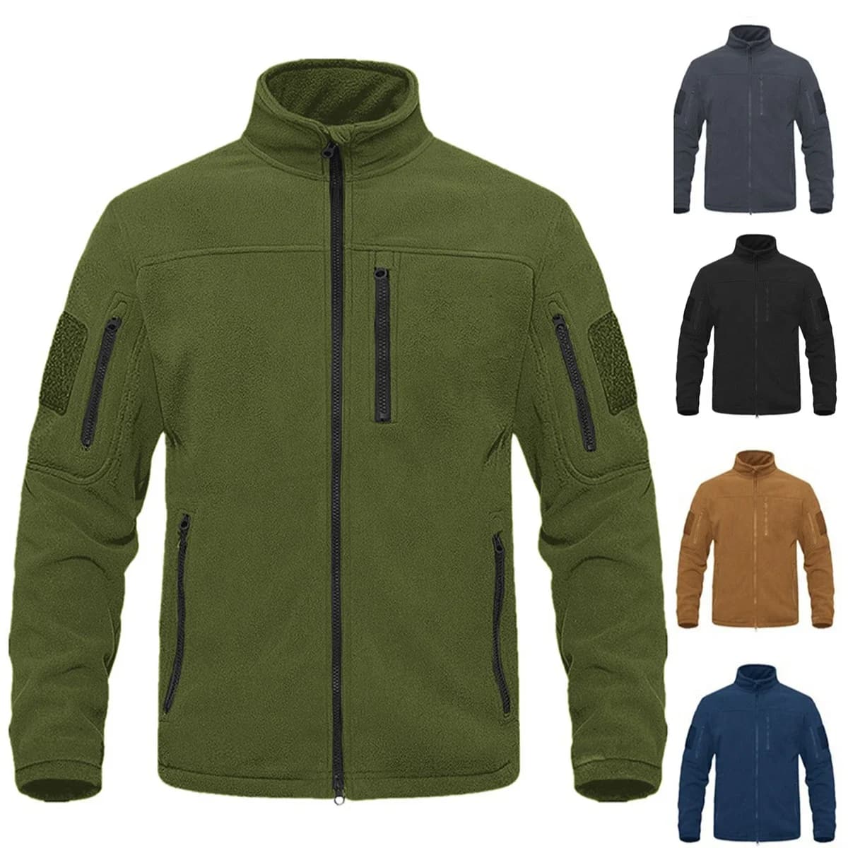 Veste polaire tactique col roulé 2024 - Veste thermique hiver pêche travail safari