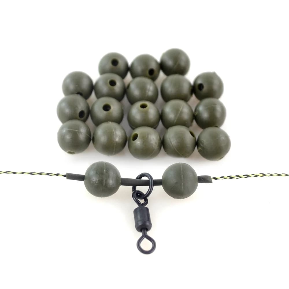 20 perles amortisseuses en caoutchouc vert pour pêche à la carpe - Perles souples AG131 pour montage