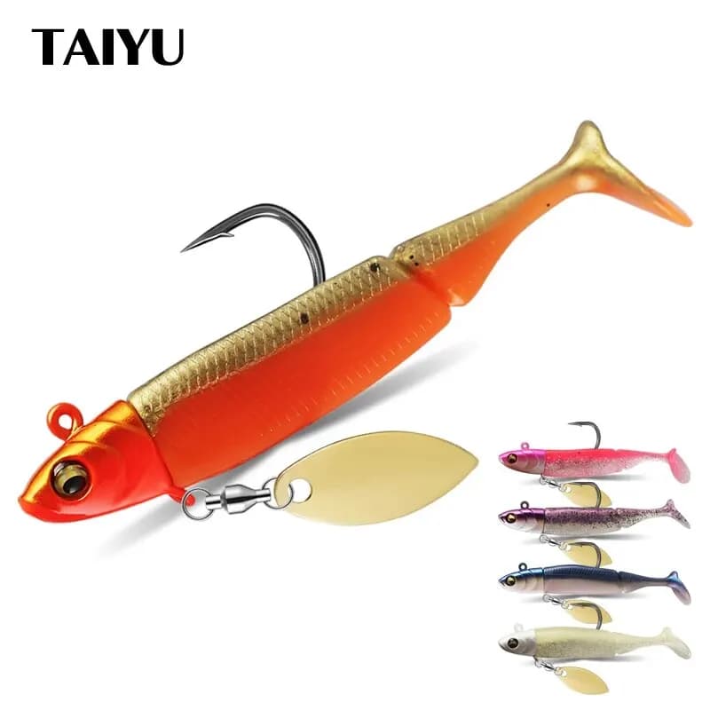 Tête plombée jig 21g avec leurre souple T-tail pour brochet, truite et bar