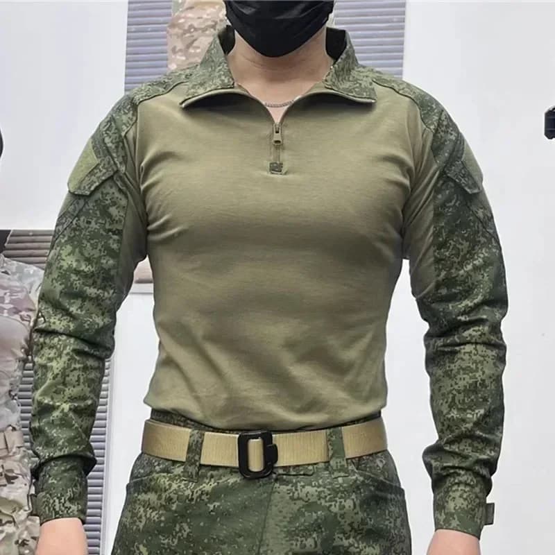 Set entraînement camouflage RU - Tenue pêche respirante automne avec t-shirt et pantalon cargo pratique