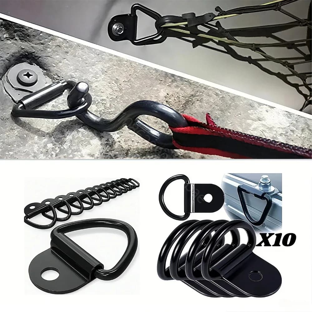 10 anneaux D en fer pour arrimage cargaison voiture bateau - Accessoires pêche transport
