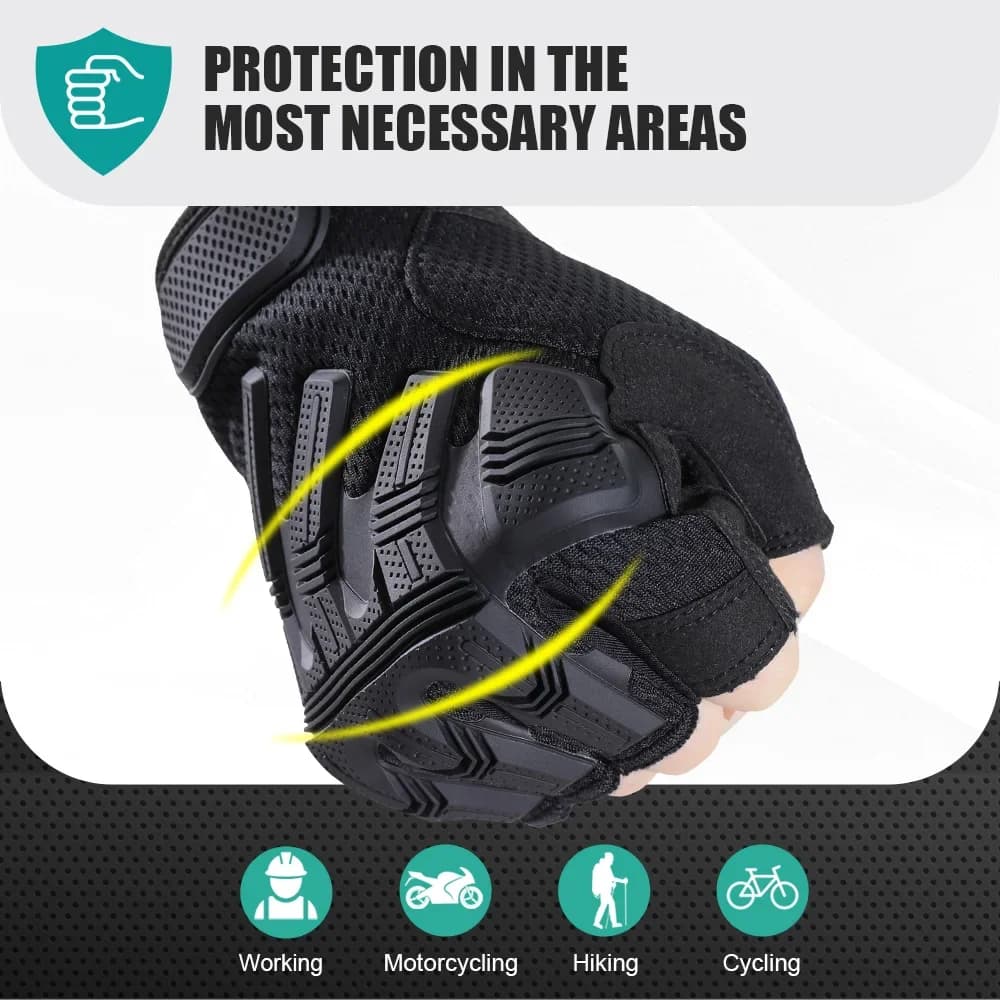 Gants tactiques mi-doigts respirants pour pêche active et manipulation précise des équipements