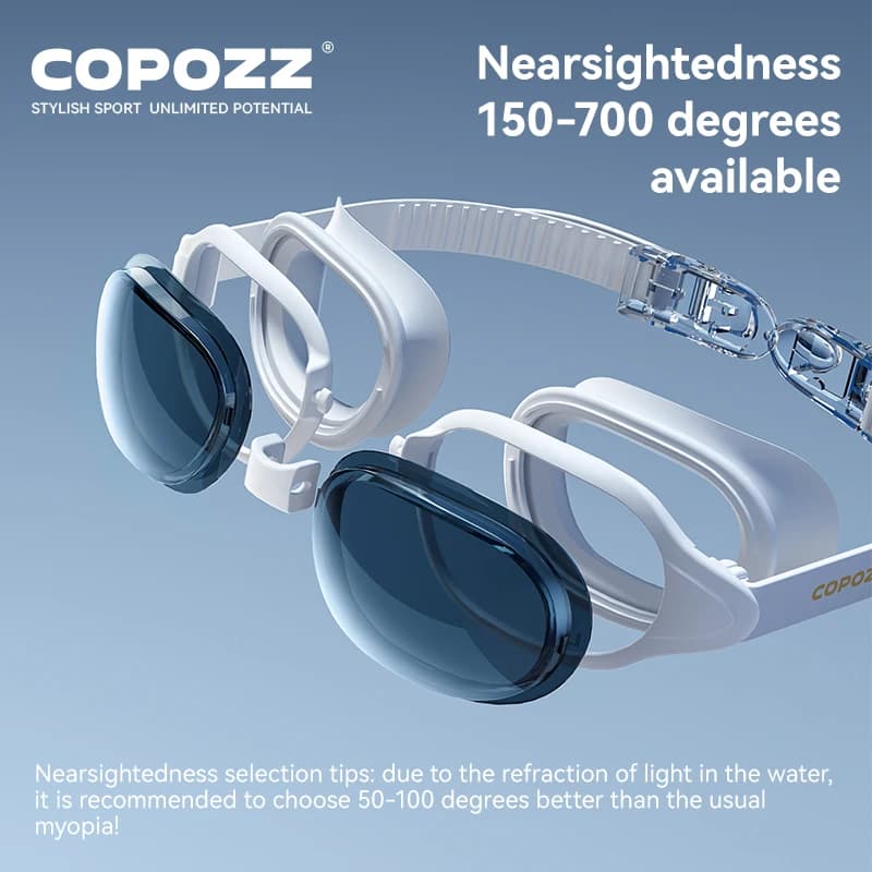 Lunettes de natation myopie importées anti-buée UV réglables pour plongée professionnelle