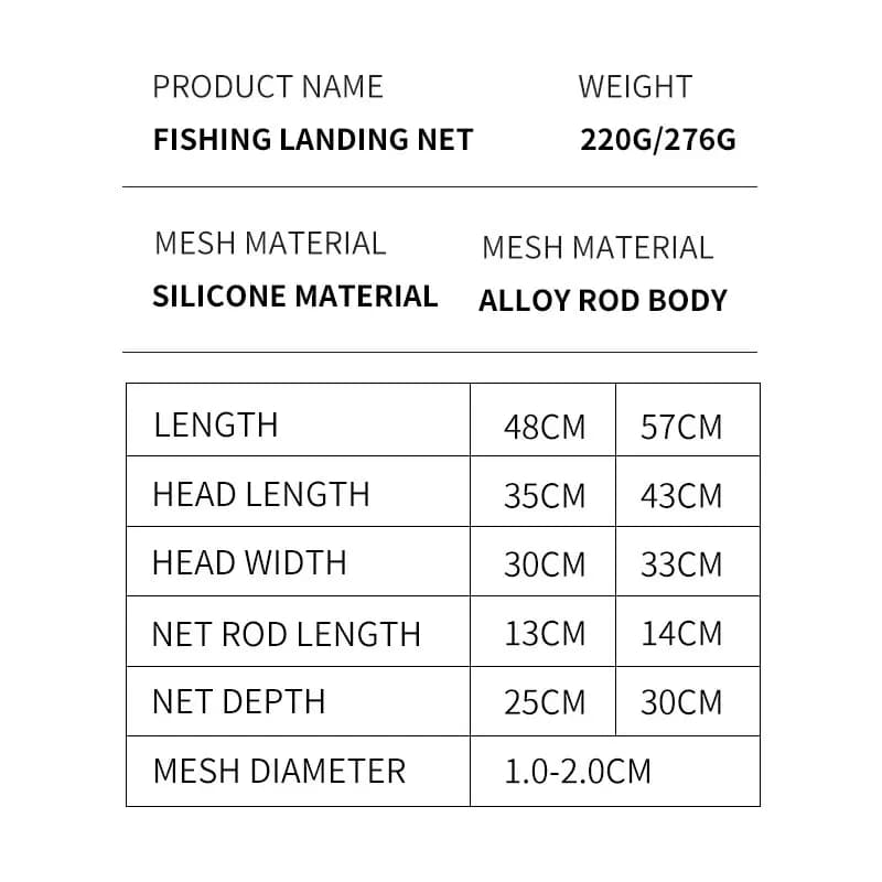 Filet de pêche portable ultraléger en alliage d'aluminium, résistant au silicone pour la pêche à la