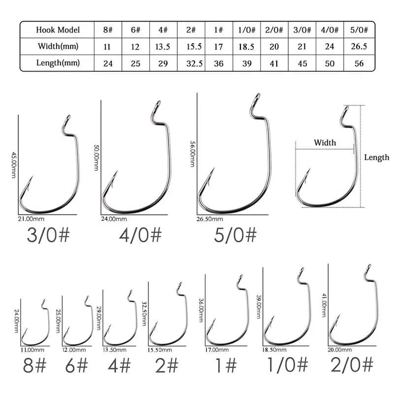 Hameçons offset EWG en acier carbone pour Texas rig et drop shot - pêche aux leurres souples