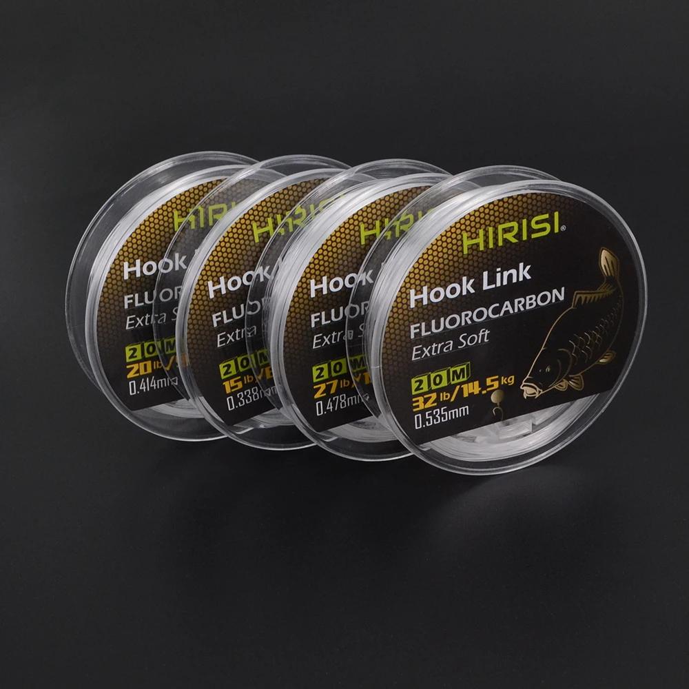 Ligne fluorocarbone Hirisi 20m rigide pour montage chod rig carpe 15lb à 32lb transparente invisible