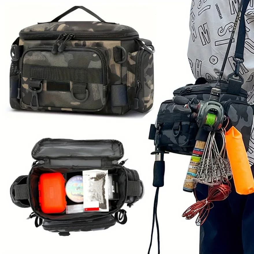 Sac à bandoulière pêche en toile pratique - Sac ceinture et épaule universel pour voyage et sports
