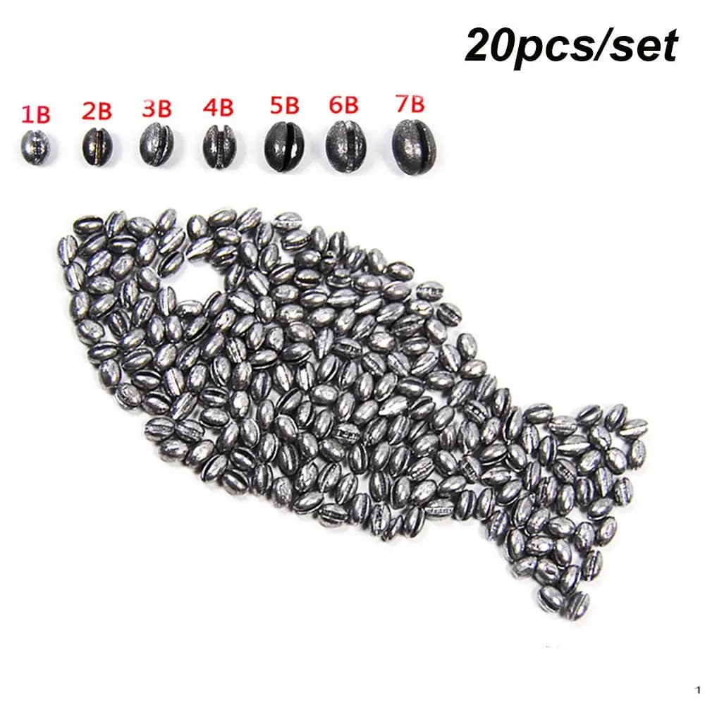 Plombs plombs de pêche ovale premium 1B à 7B - 20 pièces haute qualité pour leurres et accessoires