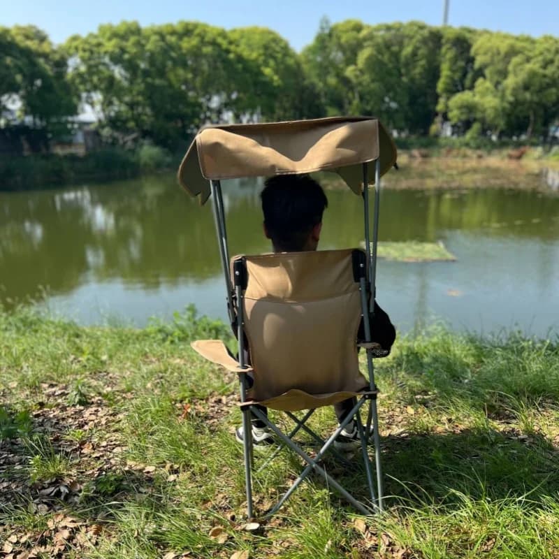 Chaise pliante camping plage avec canopy ombrage léger grand format adulte ouverture facile YOUNG WOOD