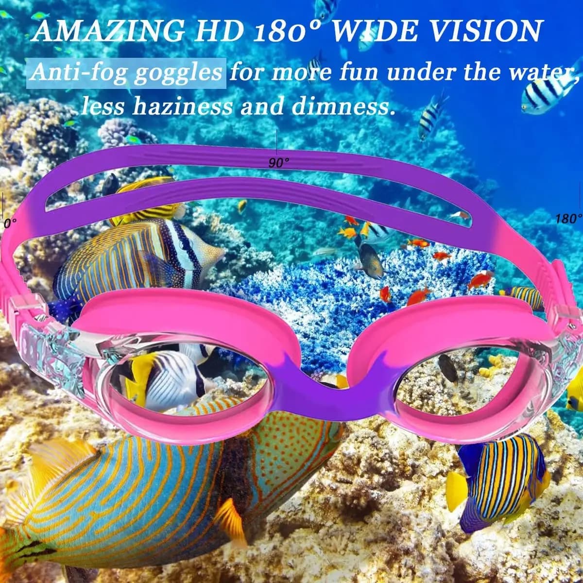 Lunettes de natation enfant + bonnet silicone avec pince-nez et bouchons d'oreilles - Anti-fuite Anti-buée