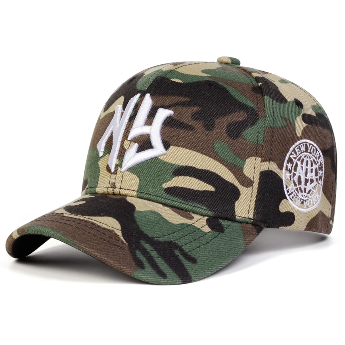 Casquette camouflage unisexe NY letter brodée pour pêche randonnée protection solaire été automne