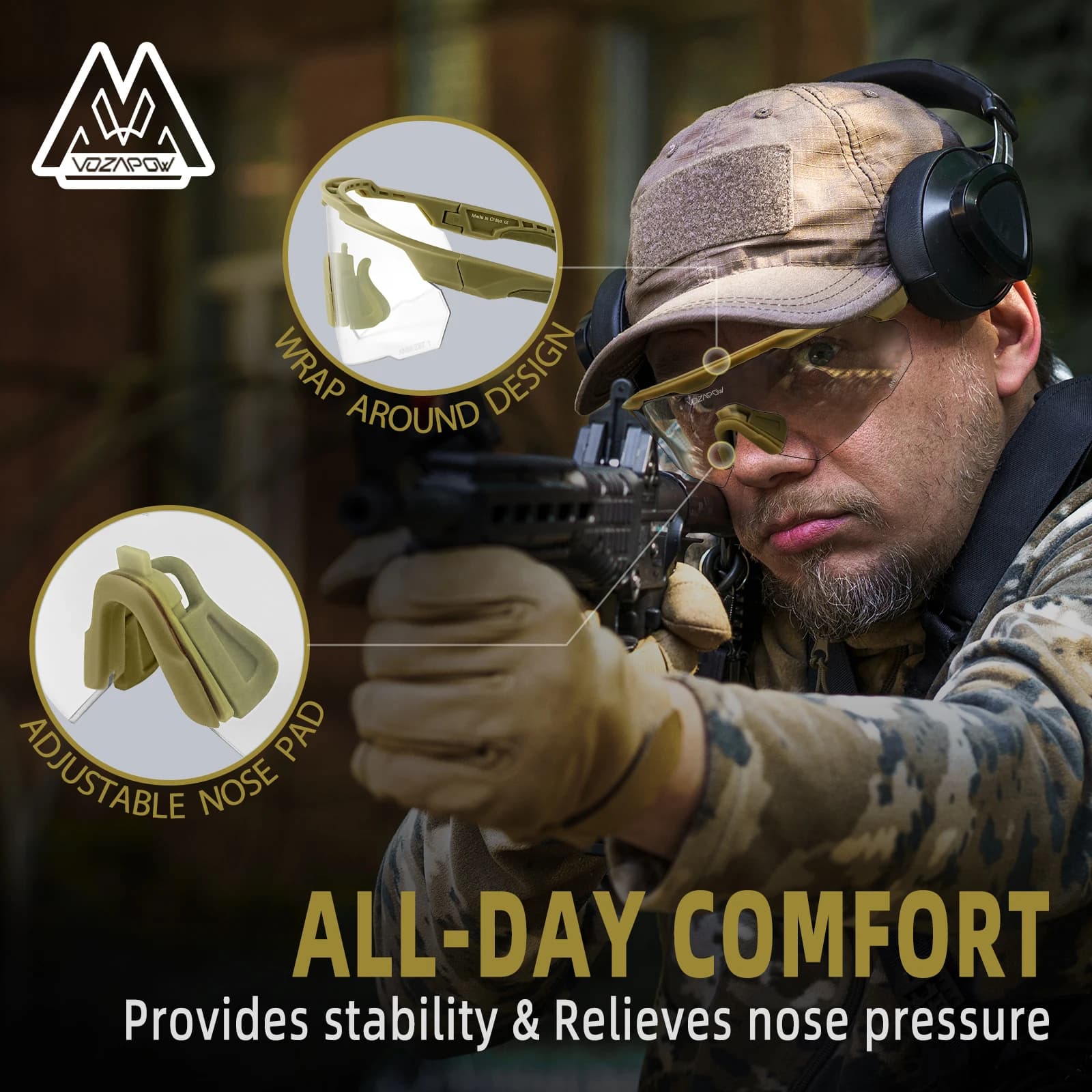 Lunettes de pêche professionnelles Vozapow UV400 anti-buée pour pêche en mer et rivière