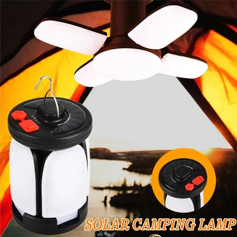 Lampe camping LED feuille solaire rechargeable USB pour tente pêche - Éclairage d'urgence portable