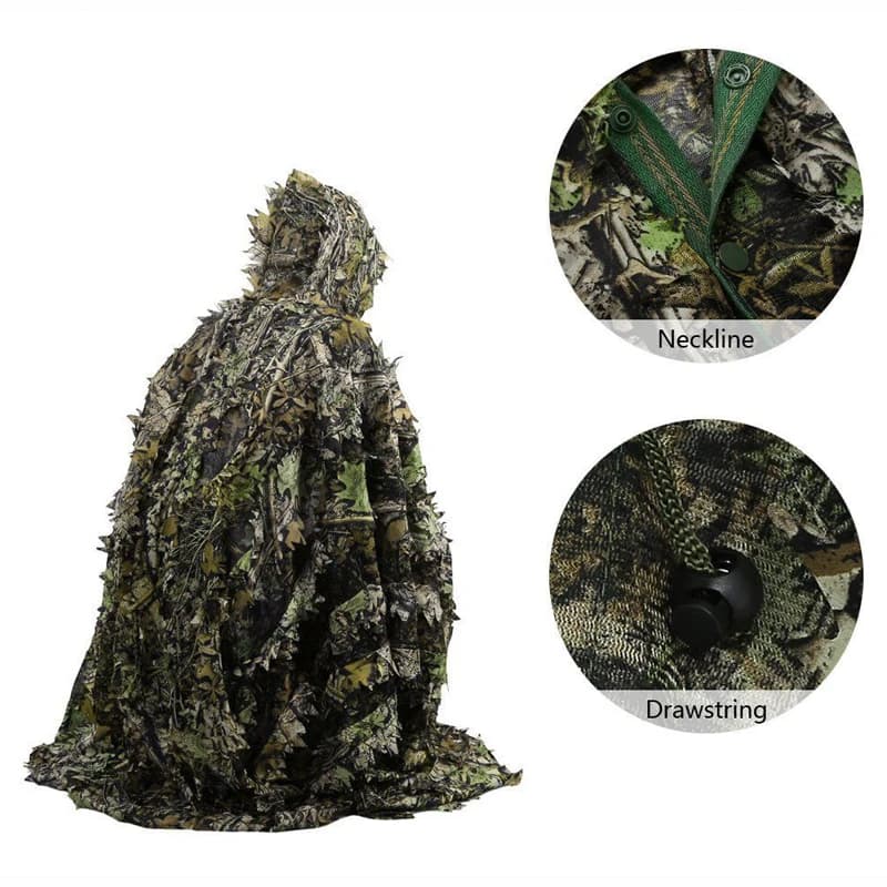 Combinaison ghillie unisexe camouflage feuilles - Tenue jungle tactique pour pêche et chasse