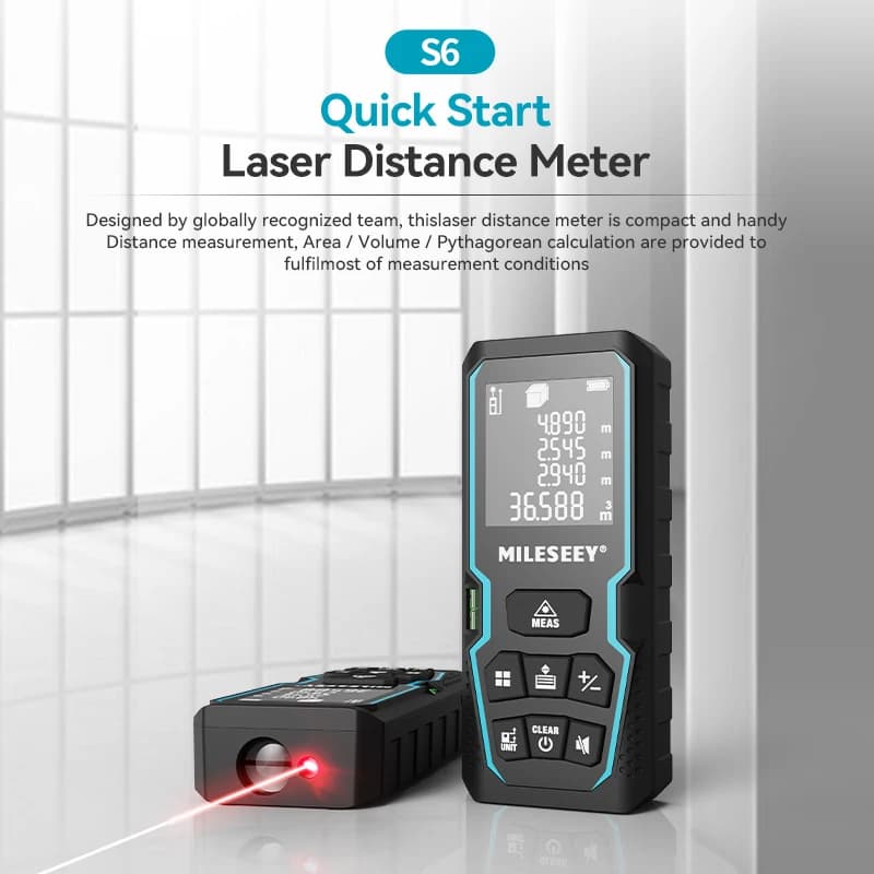 Télémètre laser Mileseey S6 40M/120M avec niveau à bulle - Outil précis pour pêche et repérage