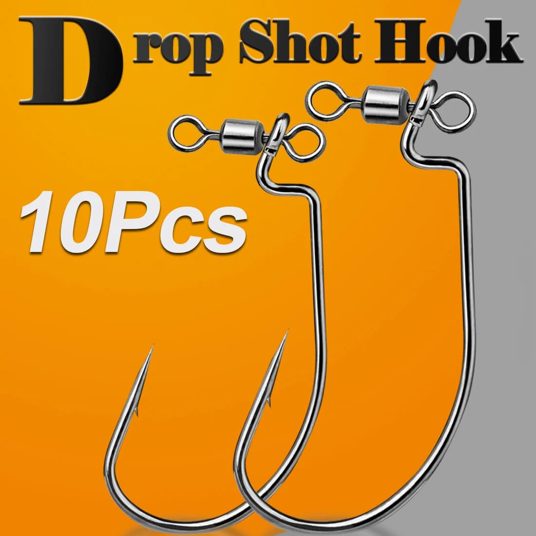 10 hameçons drop shot avec émerillon EWG - Hameçons pêche bass et silure pour montages drop shot eau douce et mer