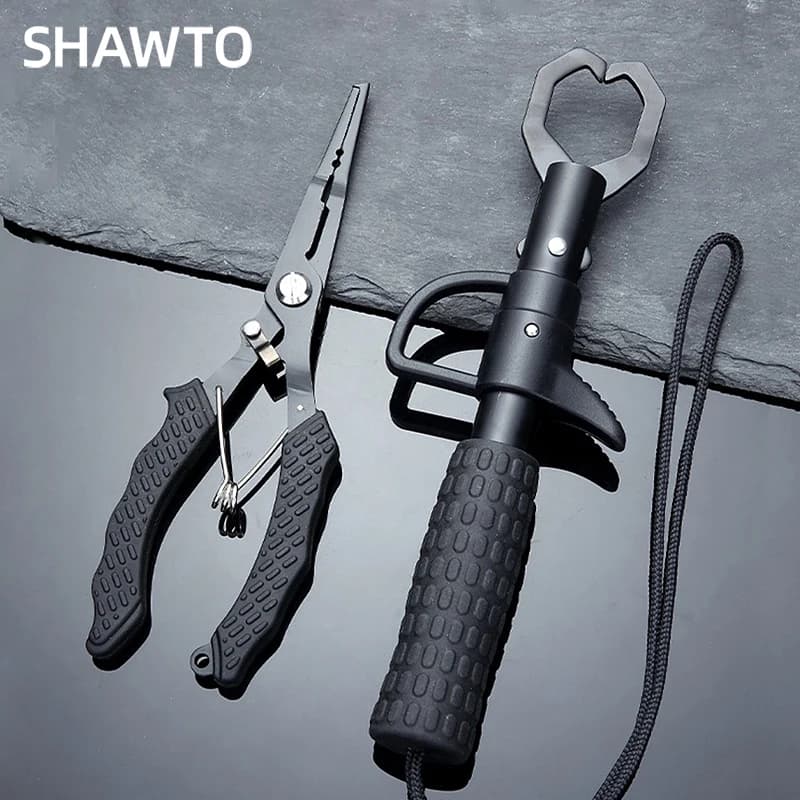 Kit outils pêche mer SHAWTO aluminium pinces décrocheur grip écailles ciseaux accessoires matériel