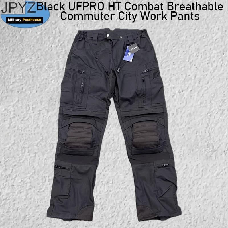 Pantalon urbain pêche noir respirant pour pêche urbaine et pêche en ville discrète