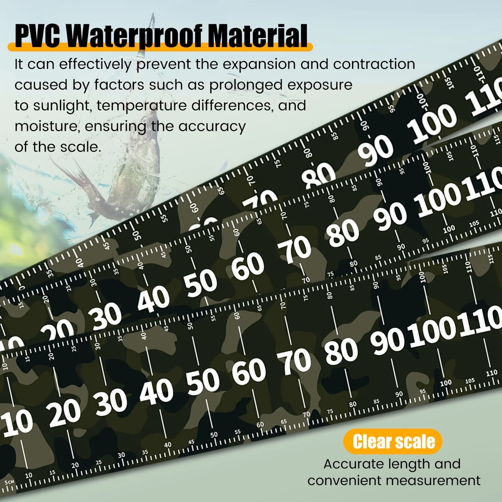 Mètre à poisson pliable PVC étanche - Ruban mesure 10cm largeur pêche extérieure