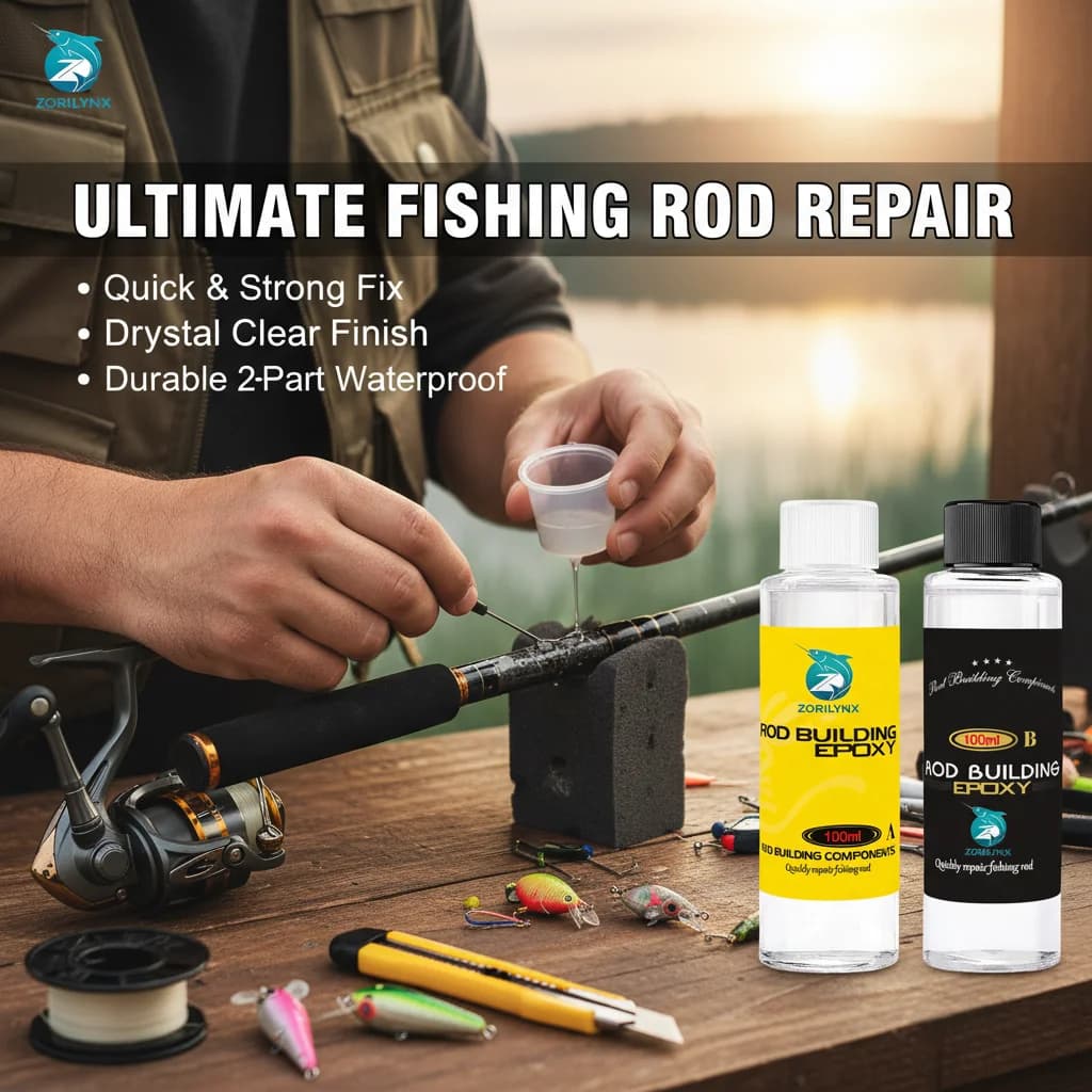 Kit époxy réparation canne pêche ZORILYNX - colle waterproof A&B pour fixation guides durable