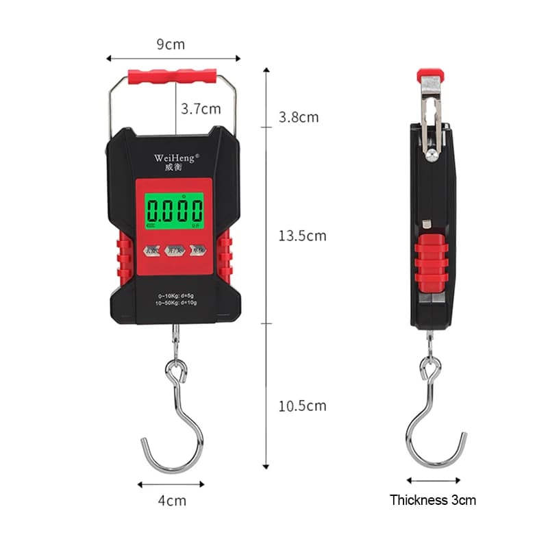 Balance à crochet numérique 50kg étanche - Pêche avec ruban 1.5m et recharge USB LCD