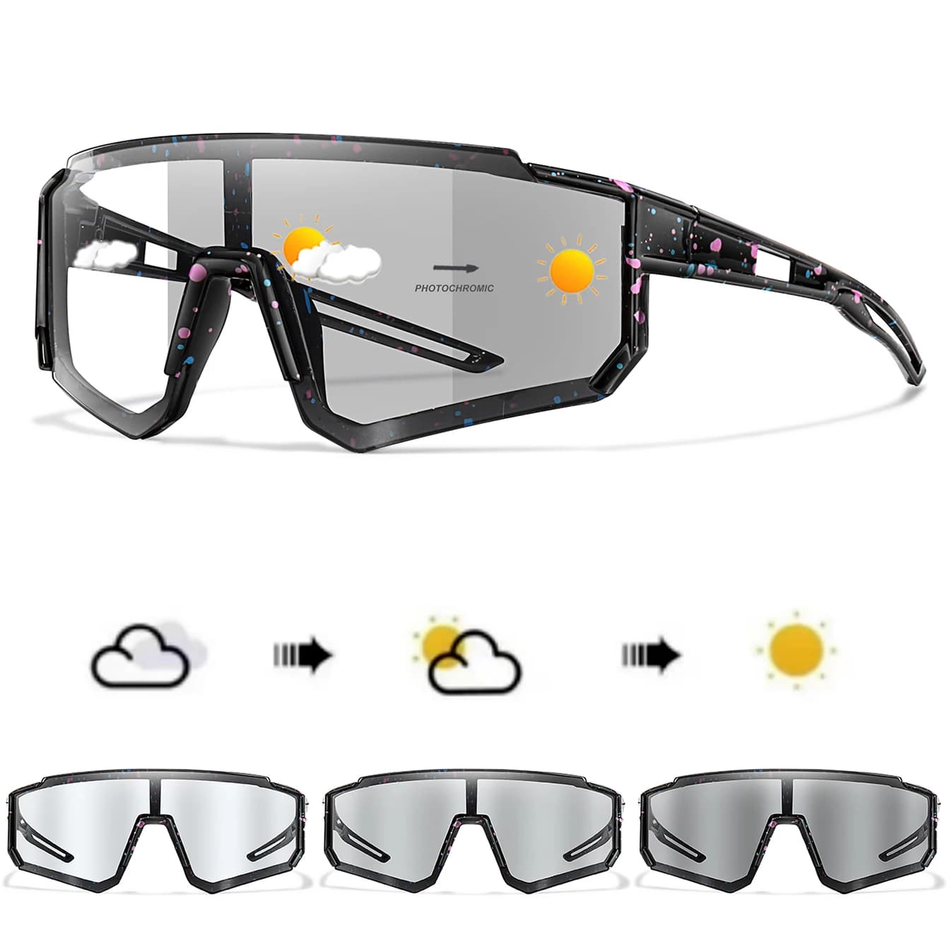 3 paires lunettes photochromiques mode pêche - Classique anti-vent pour sport extérieur baseball pêche