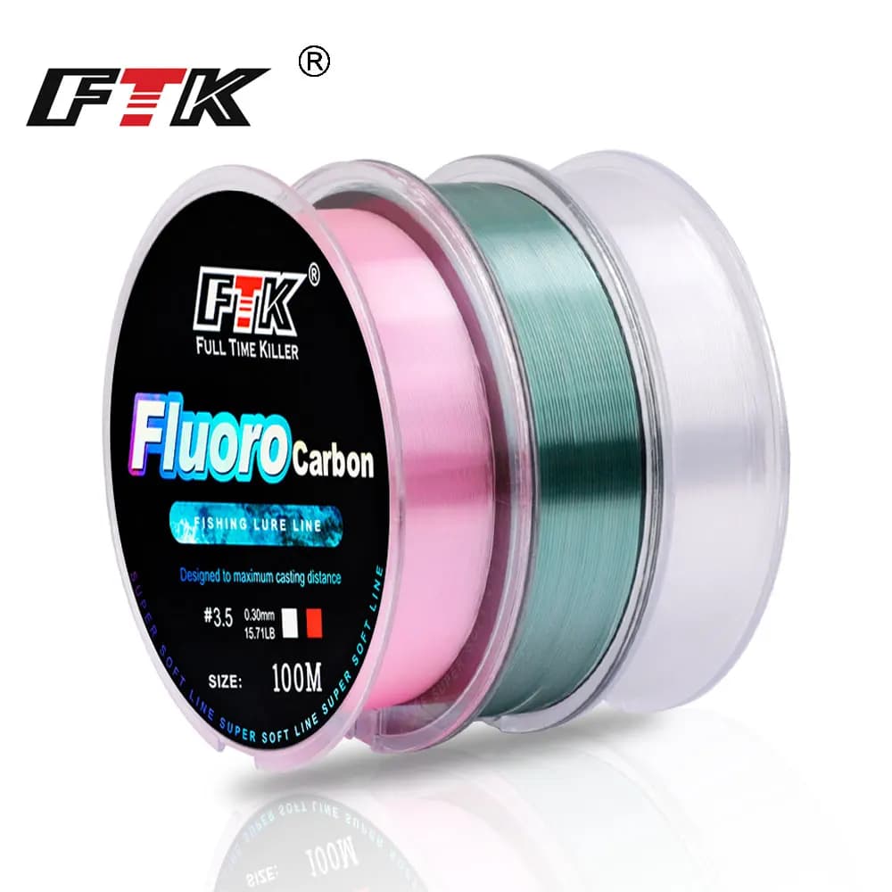Ligne FTK fluorocarbone coating 100M 4.13LB-34.32LB pour pêche à la carpe et poissons blancs
